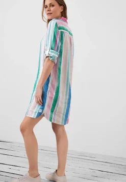 Multicolor Leinenkleid