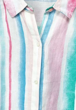 Multicolor Leinenkleid
