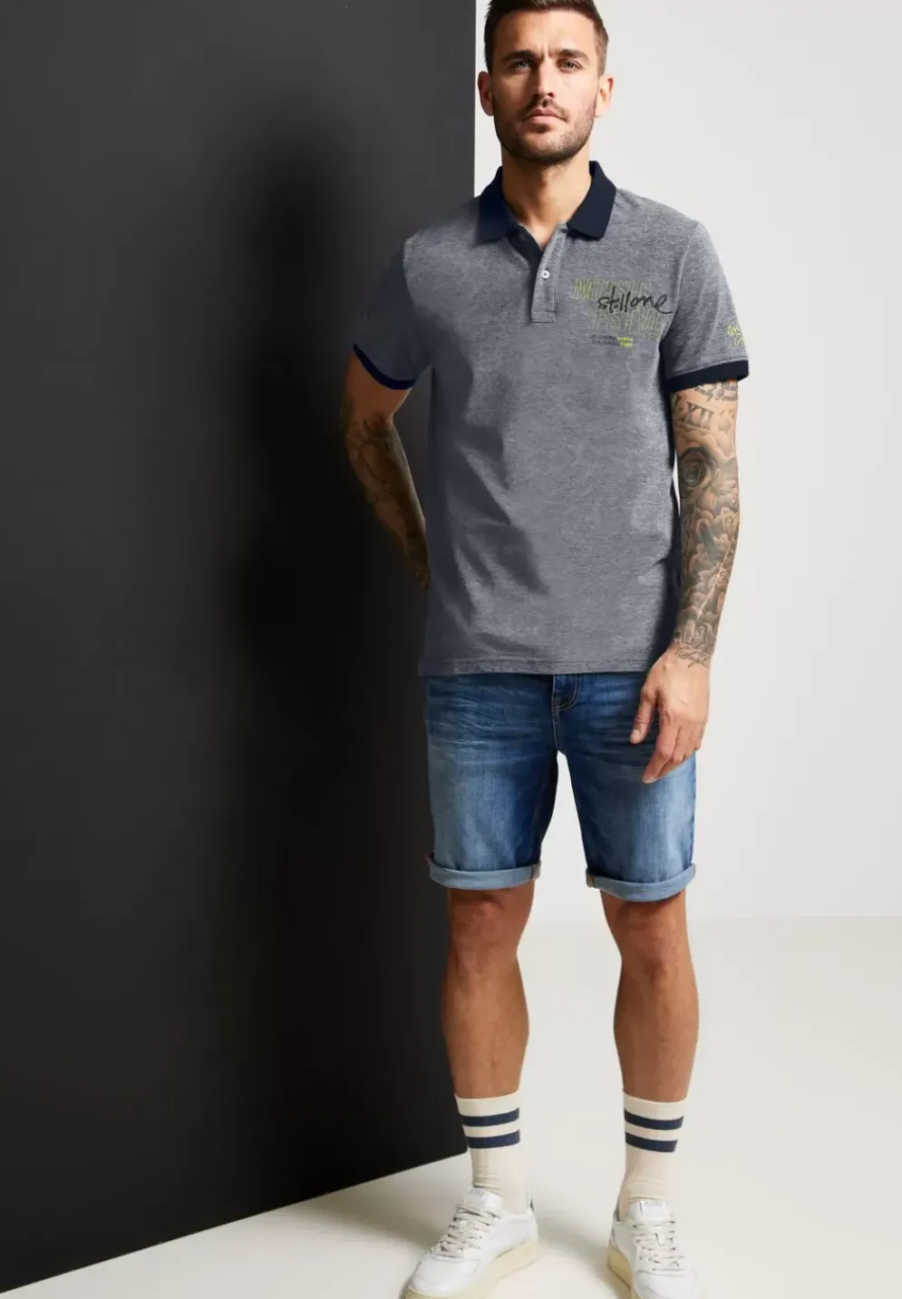 Oxford Polo Mit Brustprint