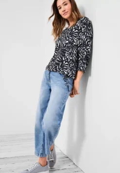 Print Bluse Mit 3/4 Armel