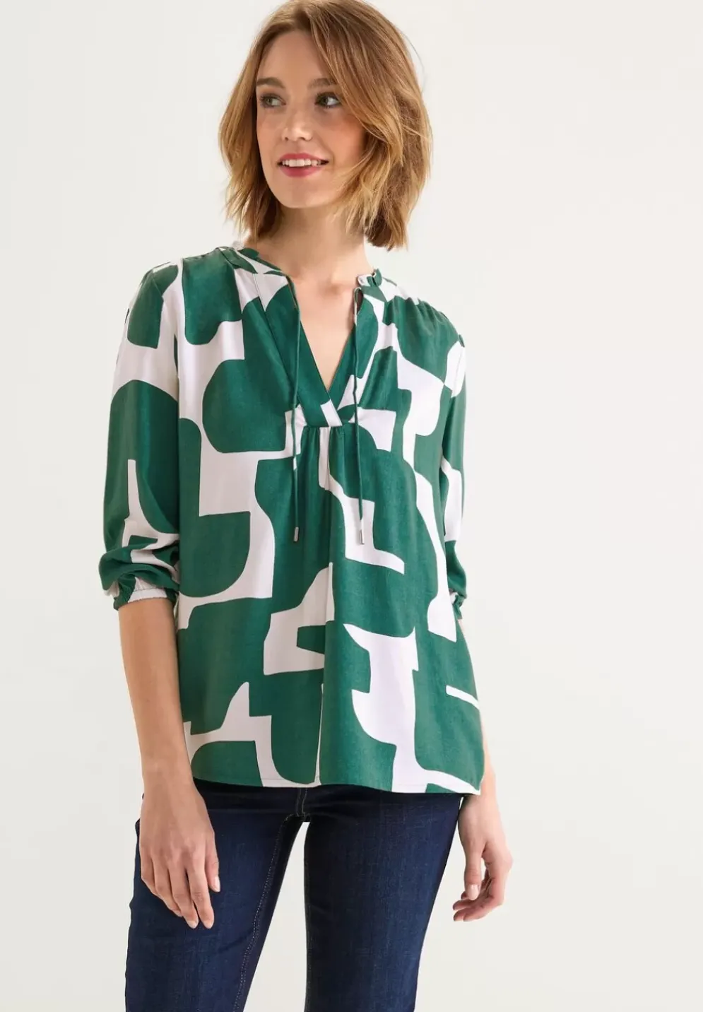 Print Bluse Mit 3/4 Armel