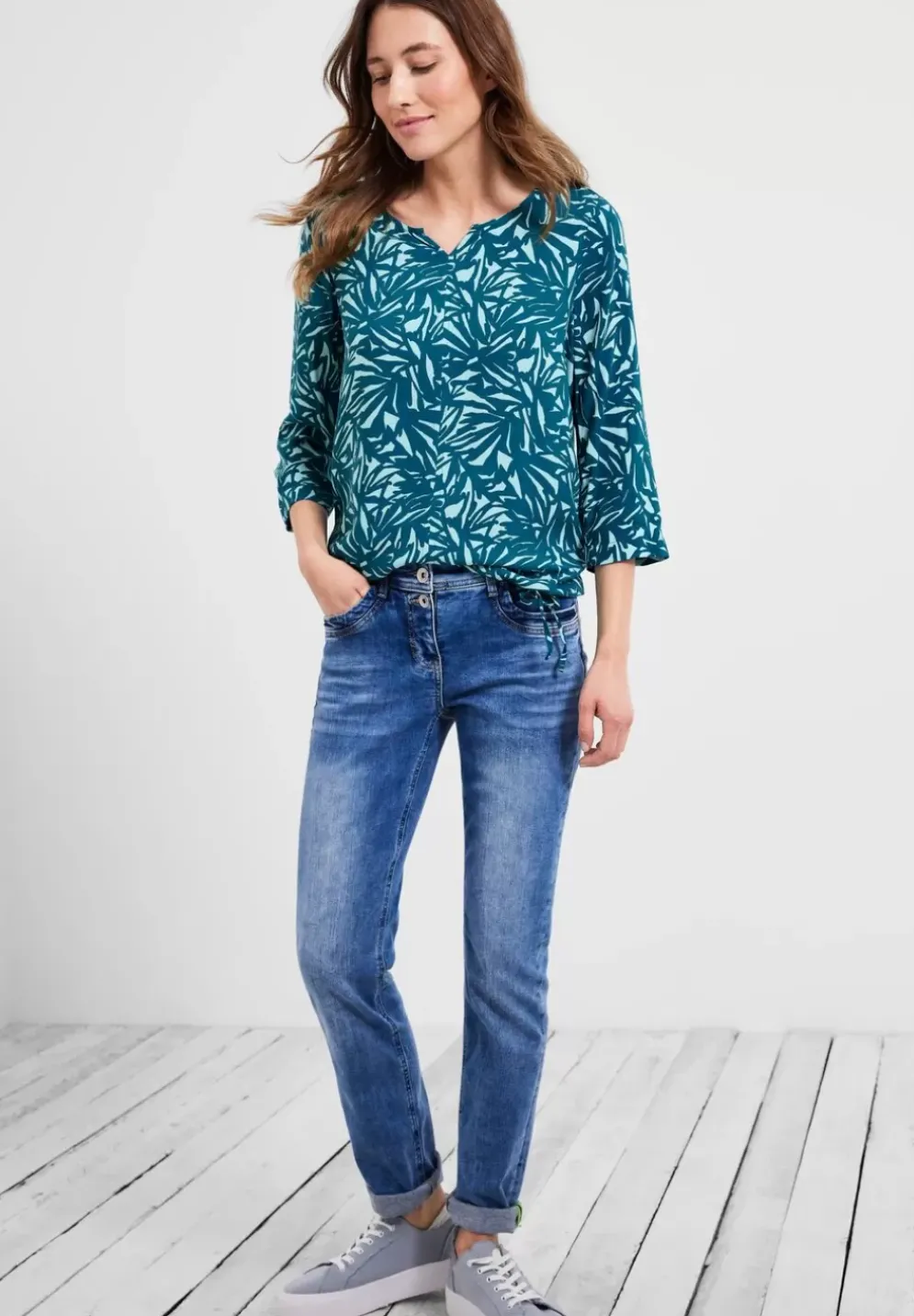 Print Bluse Mit 3/4 Armel
