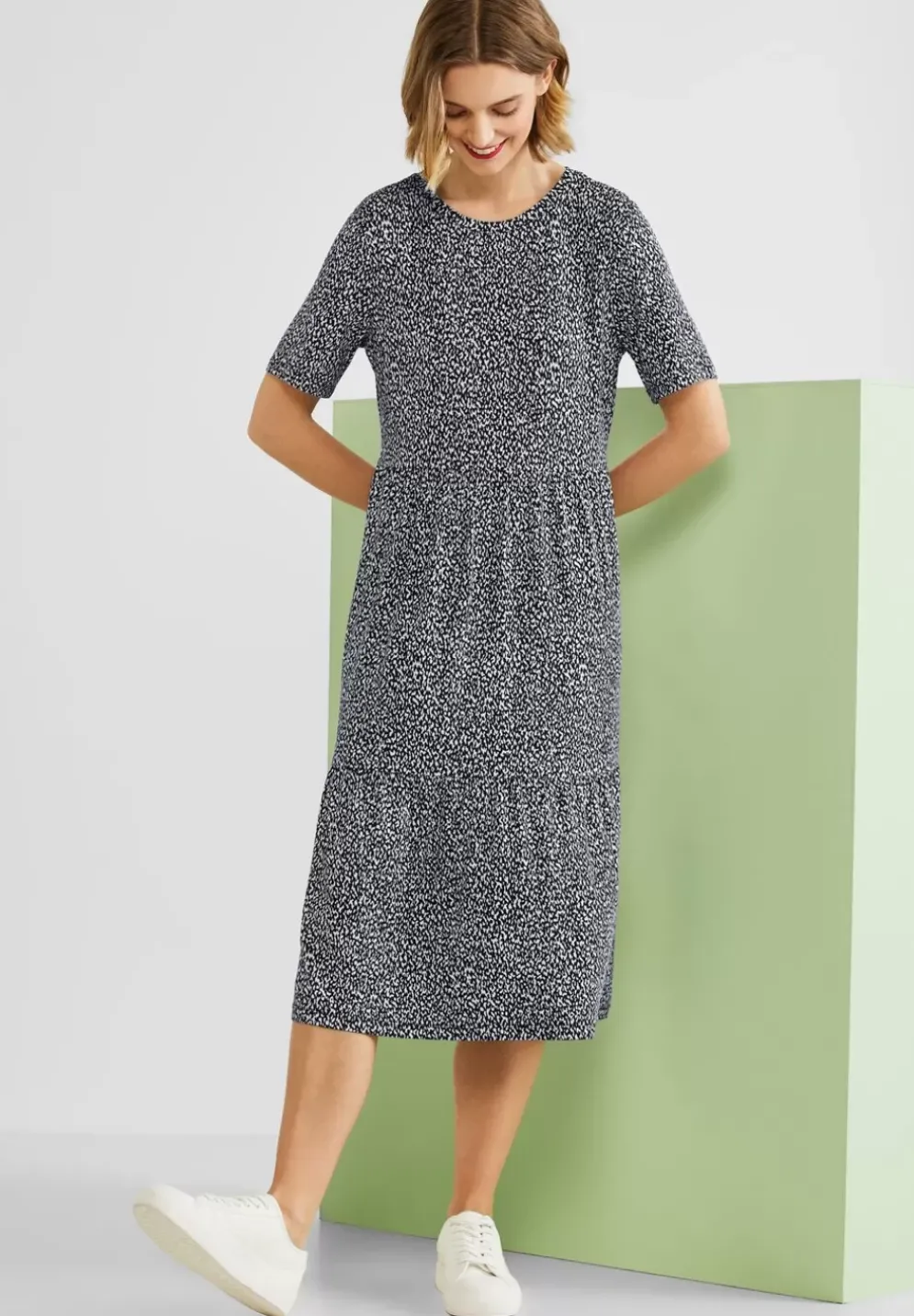 Print Jerseykleid Mit Volant