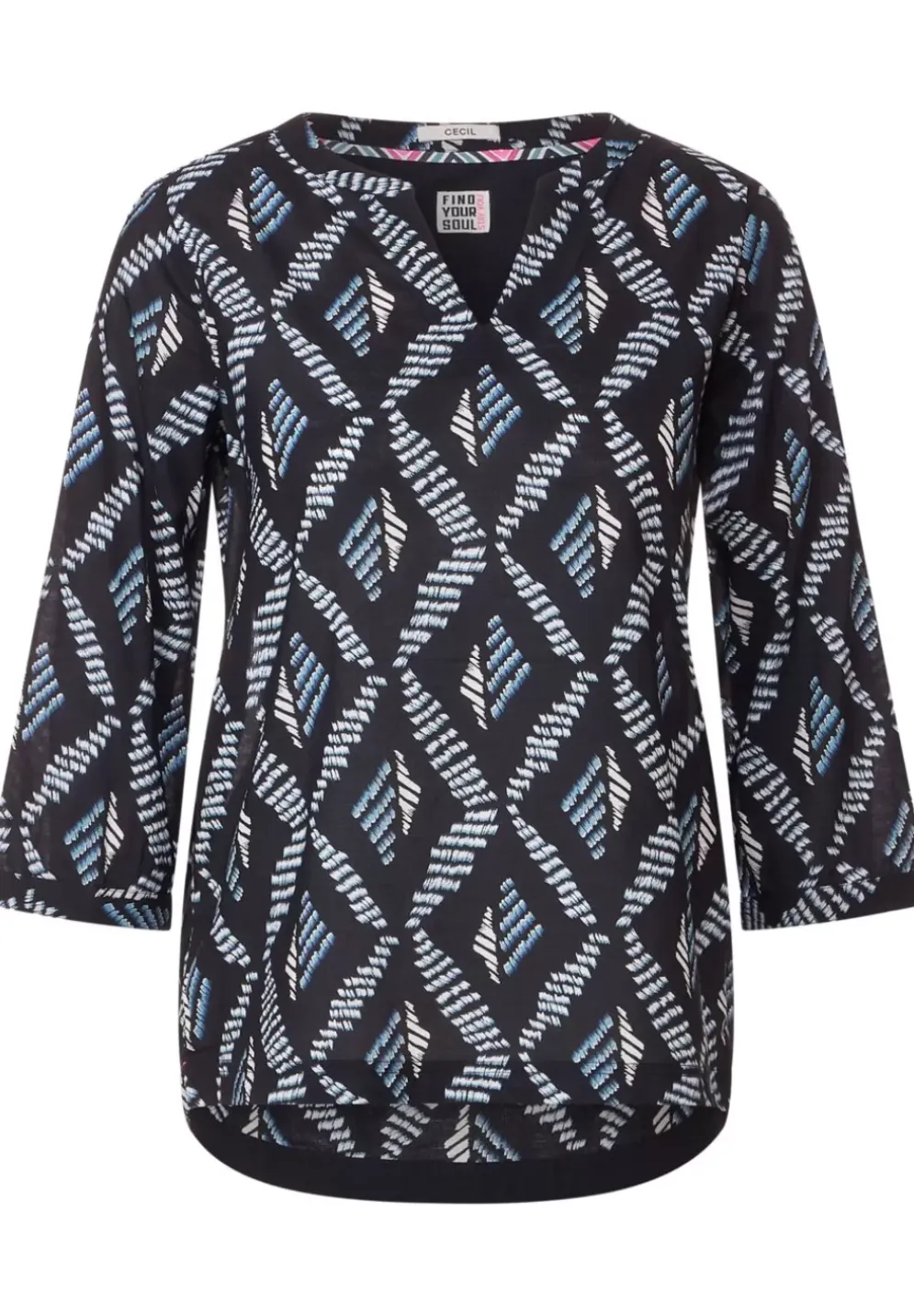 Printbluse Mit 3/4 Armel