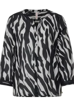 Printbluse Mit Hakeldetails