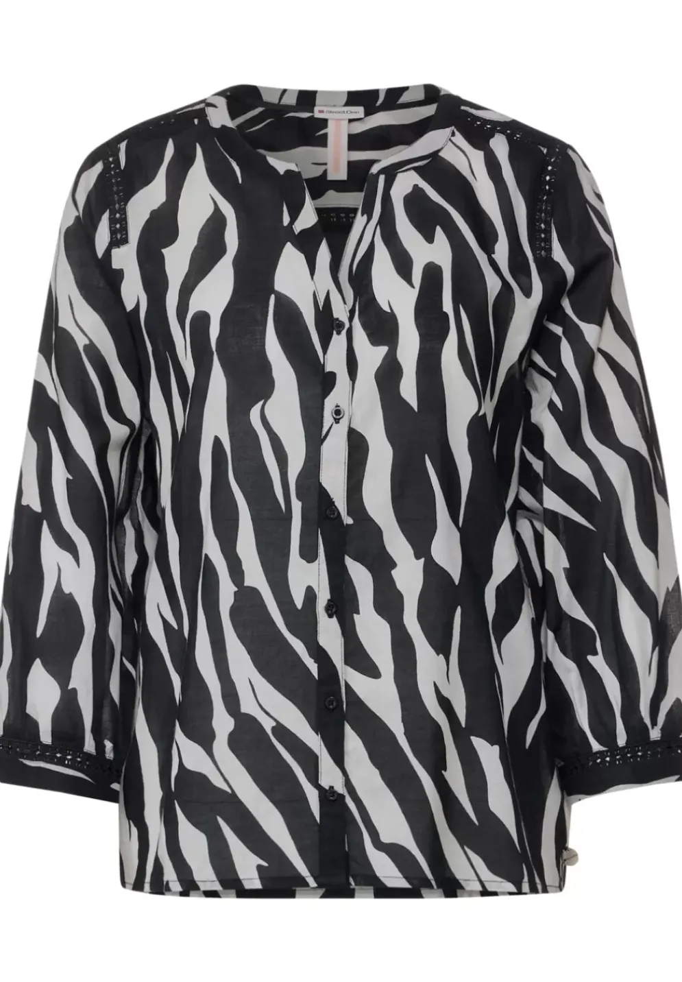 Printbluse Mit Hakeldetails