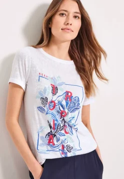 Printshirt In Leinenoptik