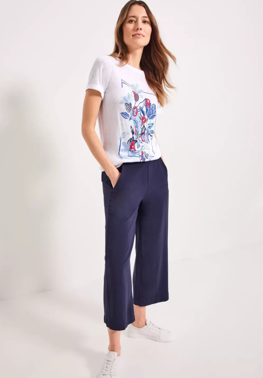 Printshirt In Leinenoptik