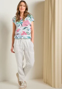 Printshirt In Leinenoptik