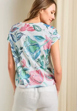 Printshirt In Leinenoptik