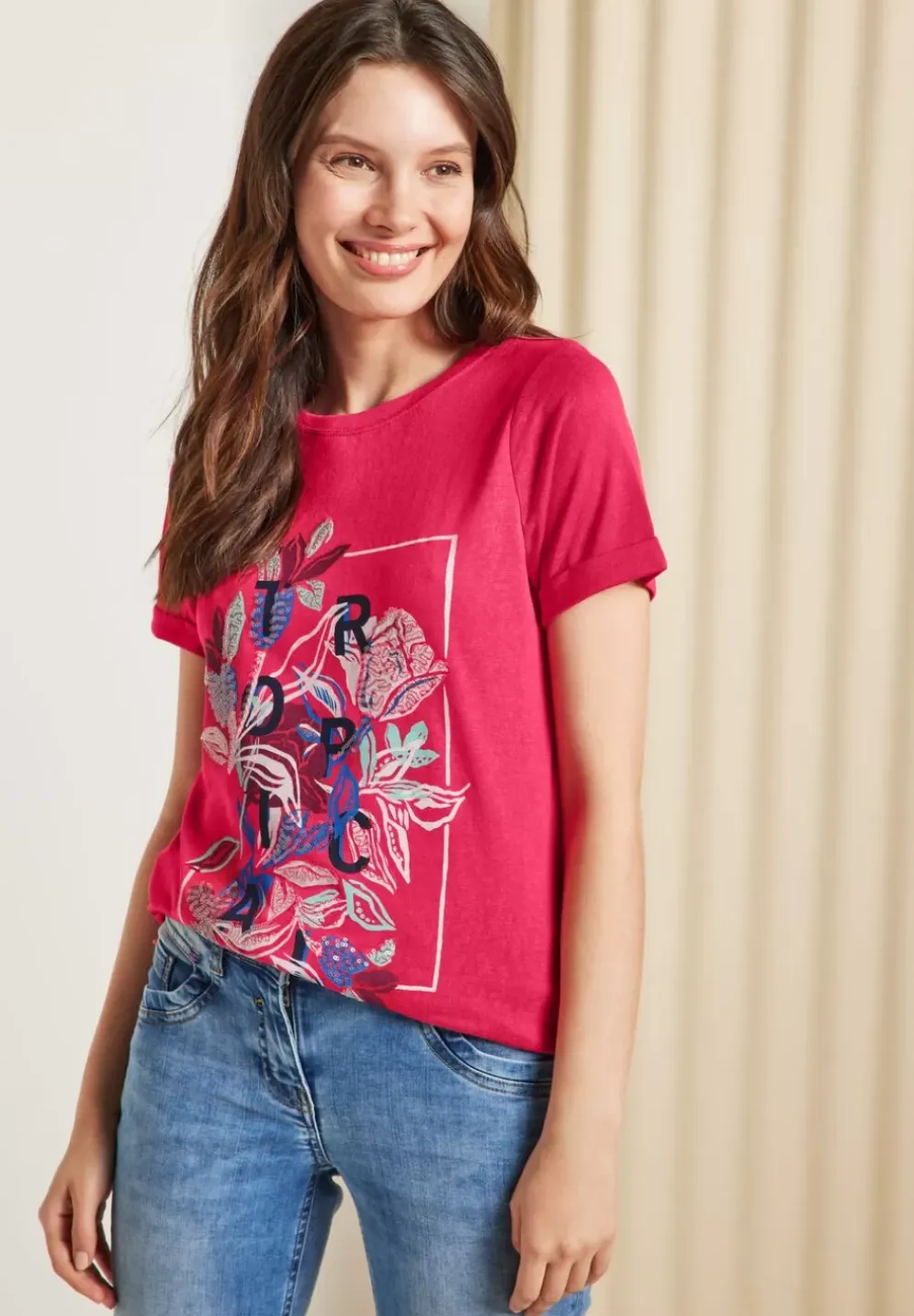 Printshirt In Leinenoptik