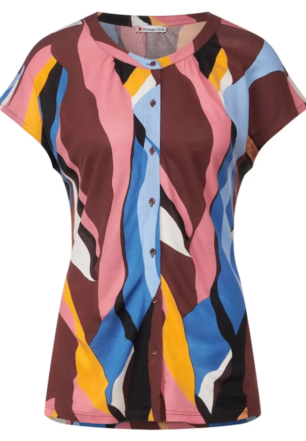 Printshirt Mit Knopfleiste