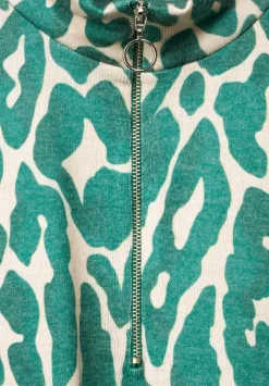 Printshirt Mit Kurzem Zipper