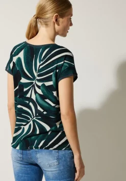 Printshirt Mit Spitzendetail