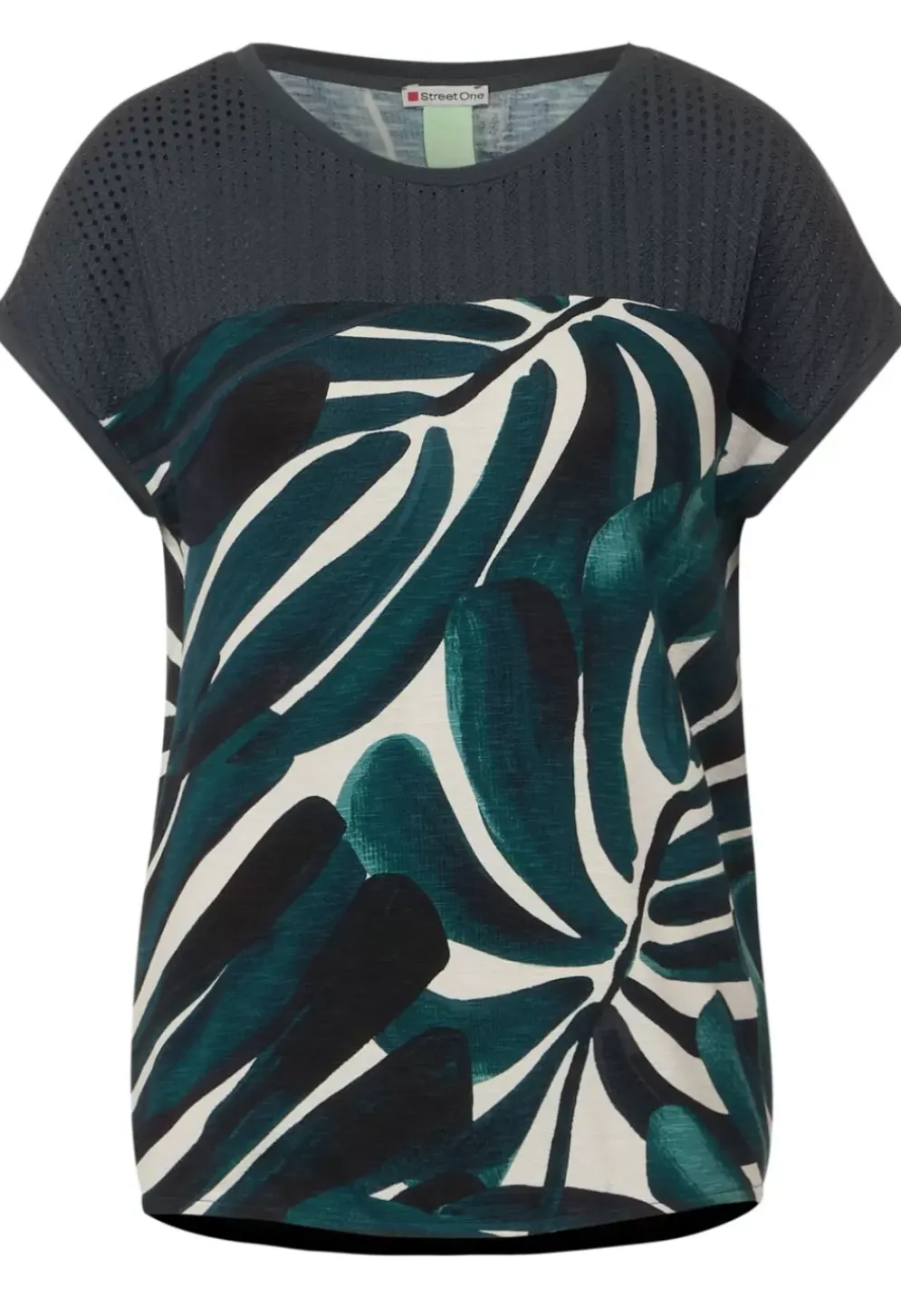 Printshirt Mit Spitzendetail