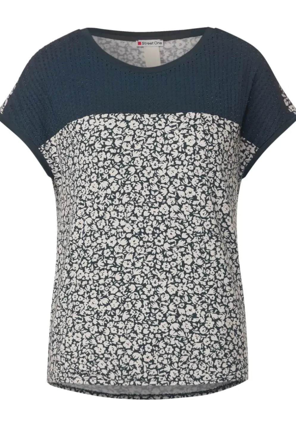 Printshirt Mit Spitzendetail