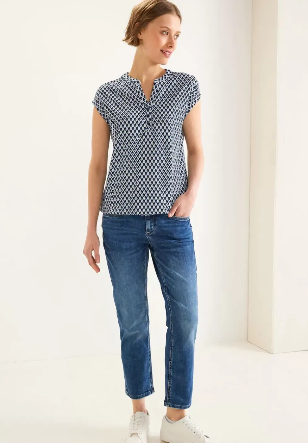 Printshirt Mit Splitneck