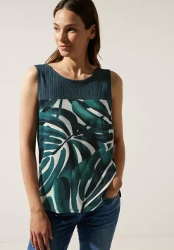 Printtop Mit Spitzendetail
