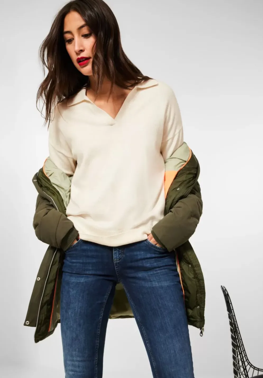 Pullover Mit Polokragen