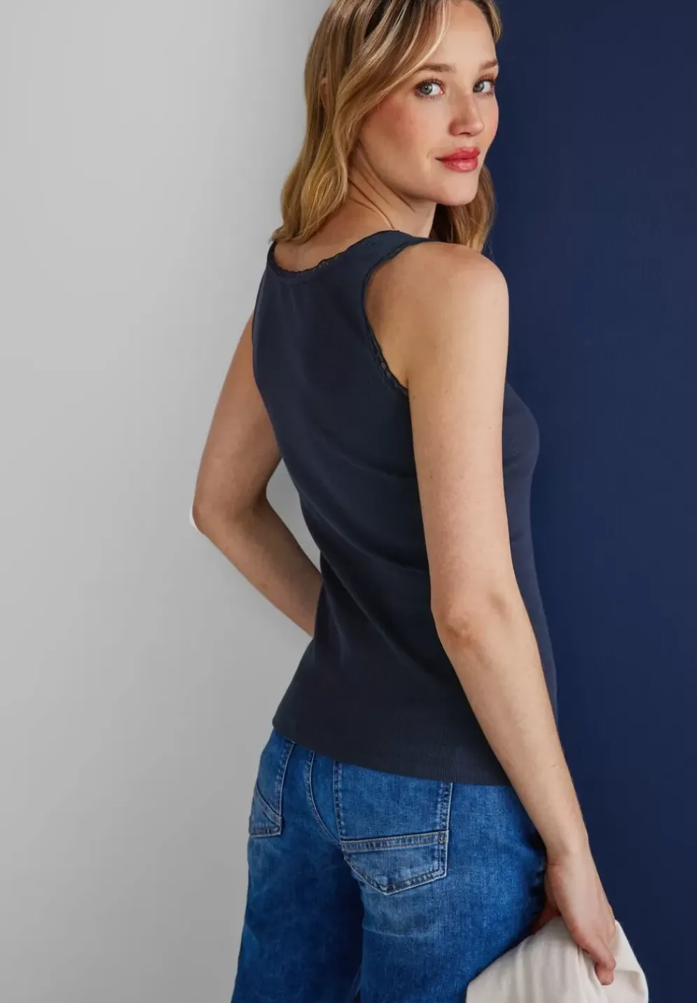 Ripp Top Mit Spitze