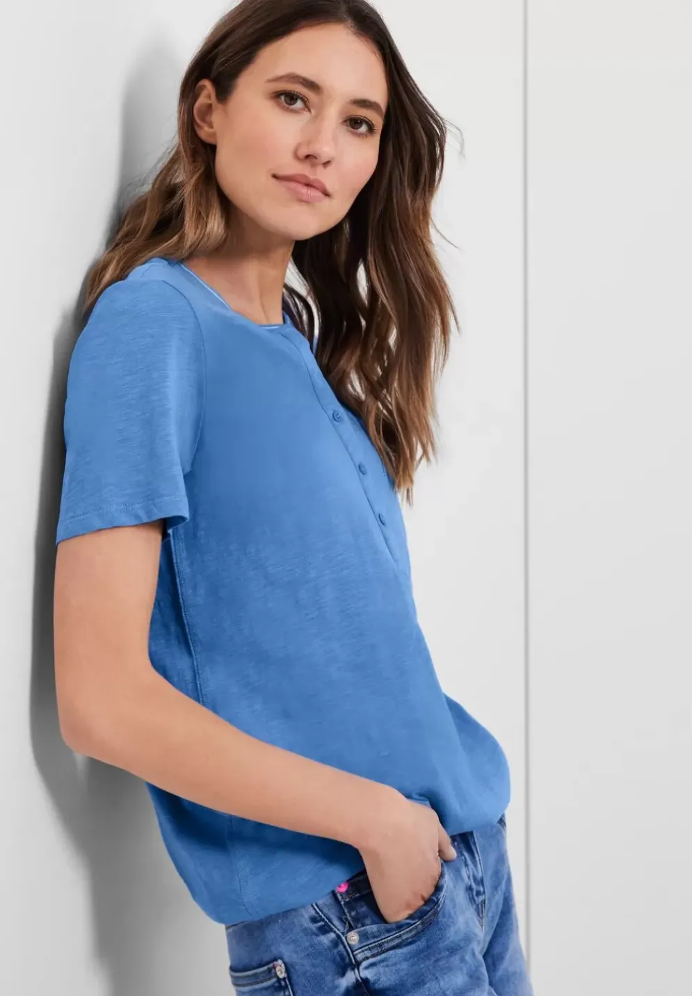 Shirt Mit Kurzer Knopfleiste