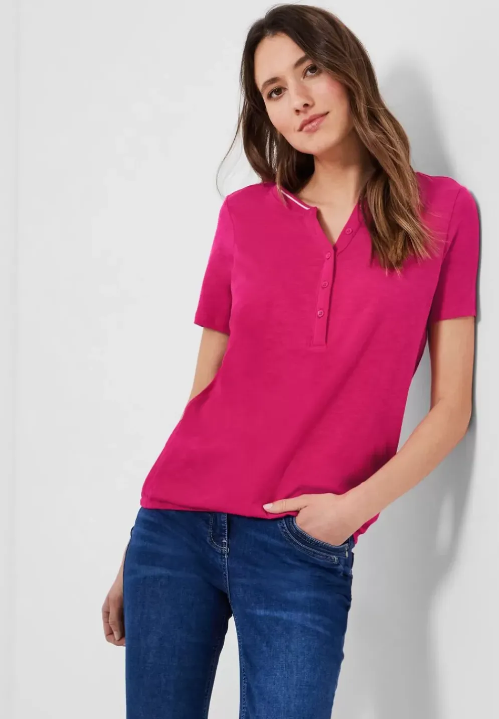 Shirt Mit Kurzer Knopfleiste
