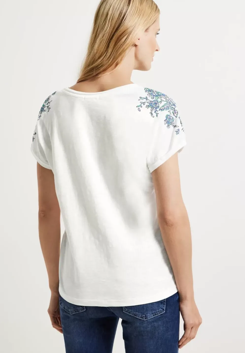 Shirt Mit Schulter Stickerei
