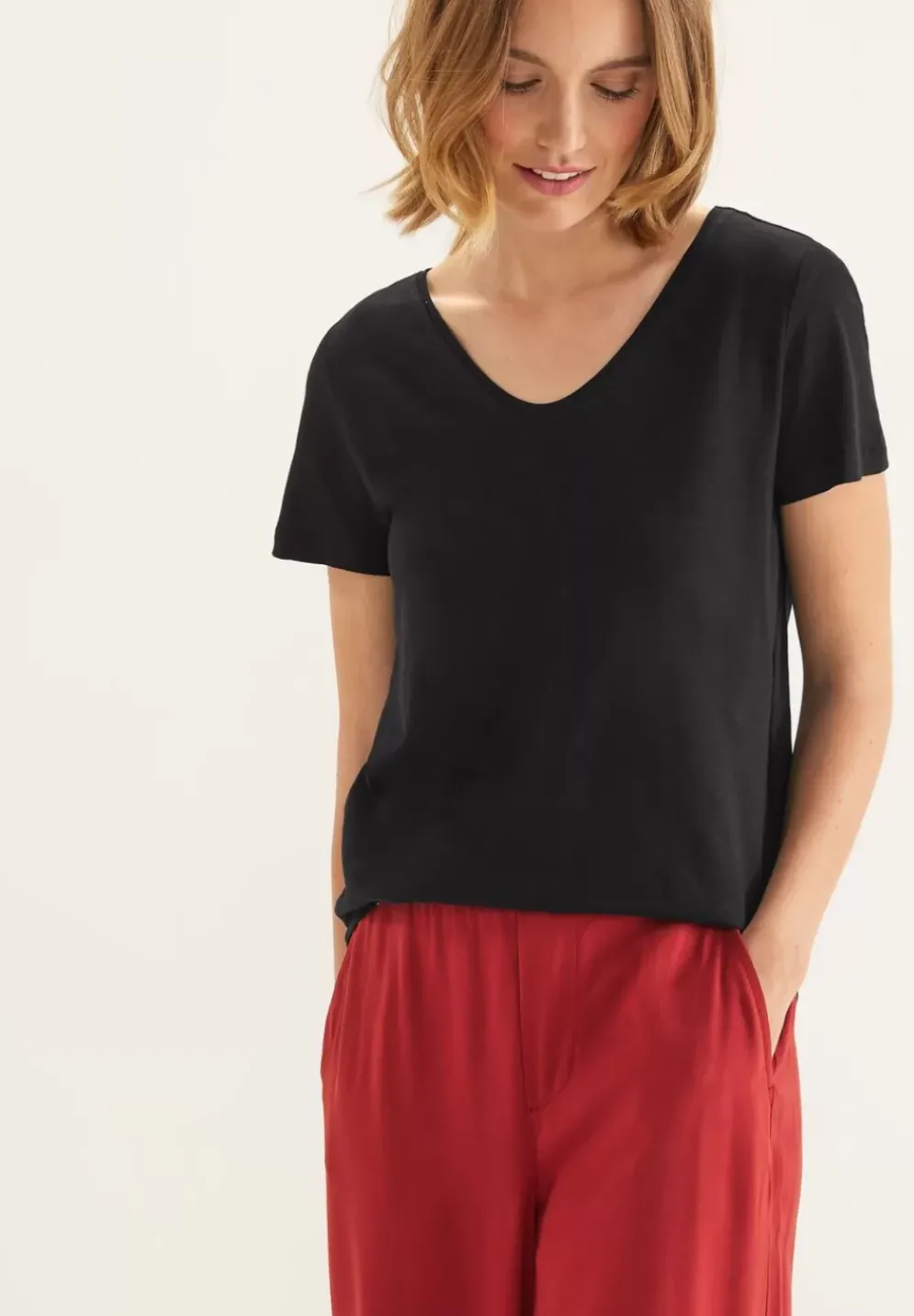 Slub T-Shirt In Unifarbe