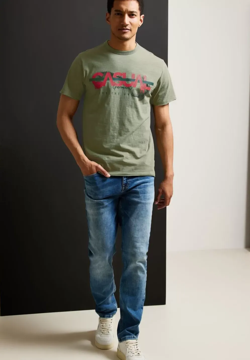 Slub T-Shirt Mit Print
