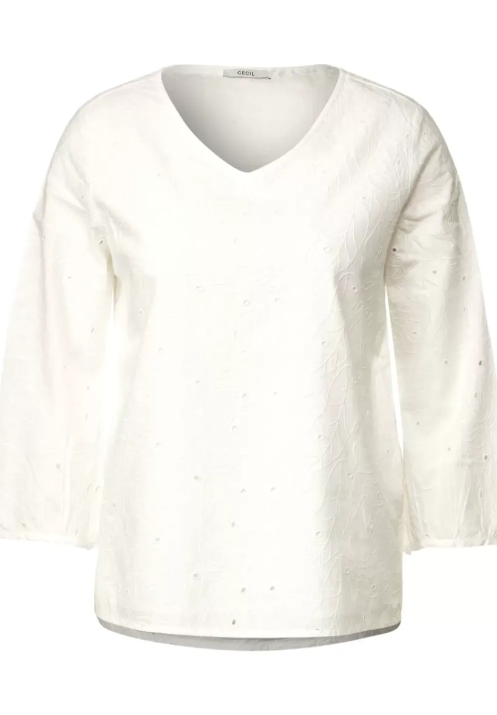 Stickerei Bluse Mit 3/4 Arm