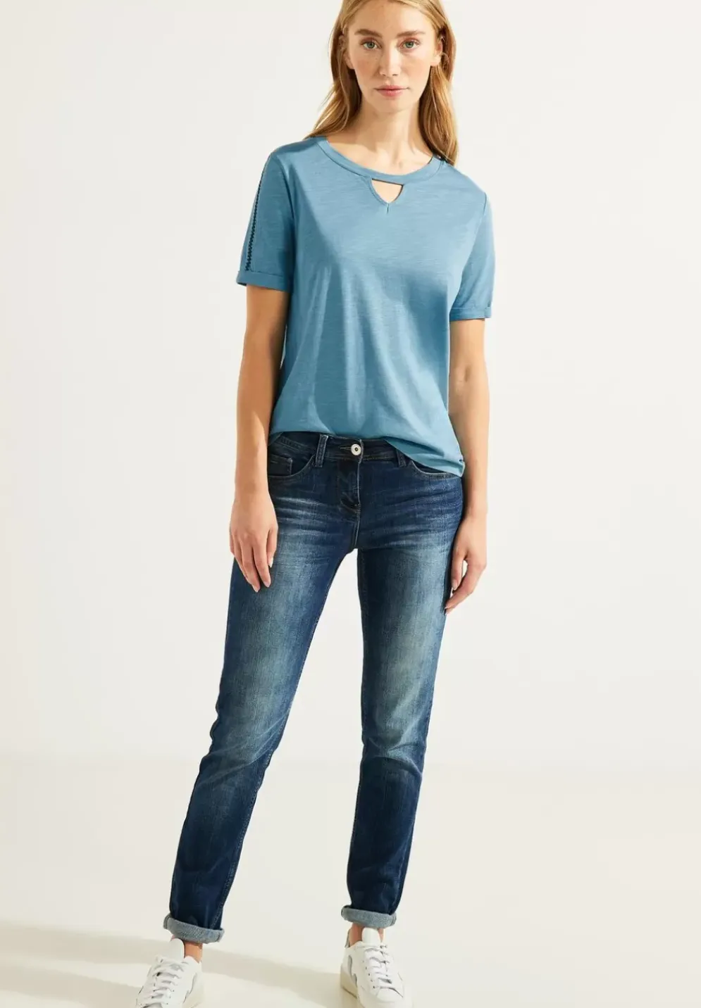 Stickerei Halbarm Shirt