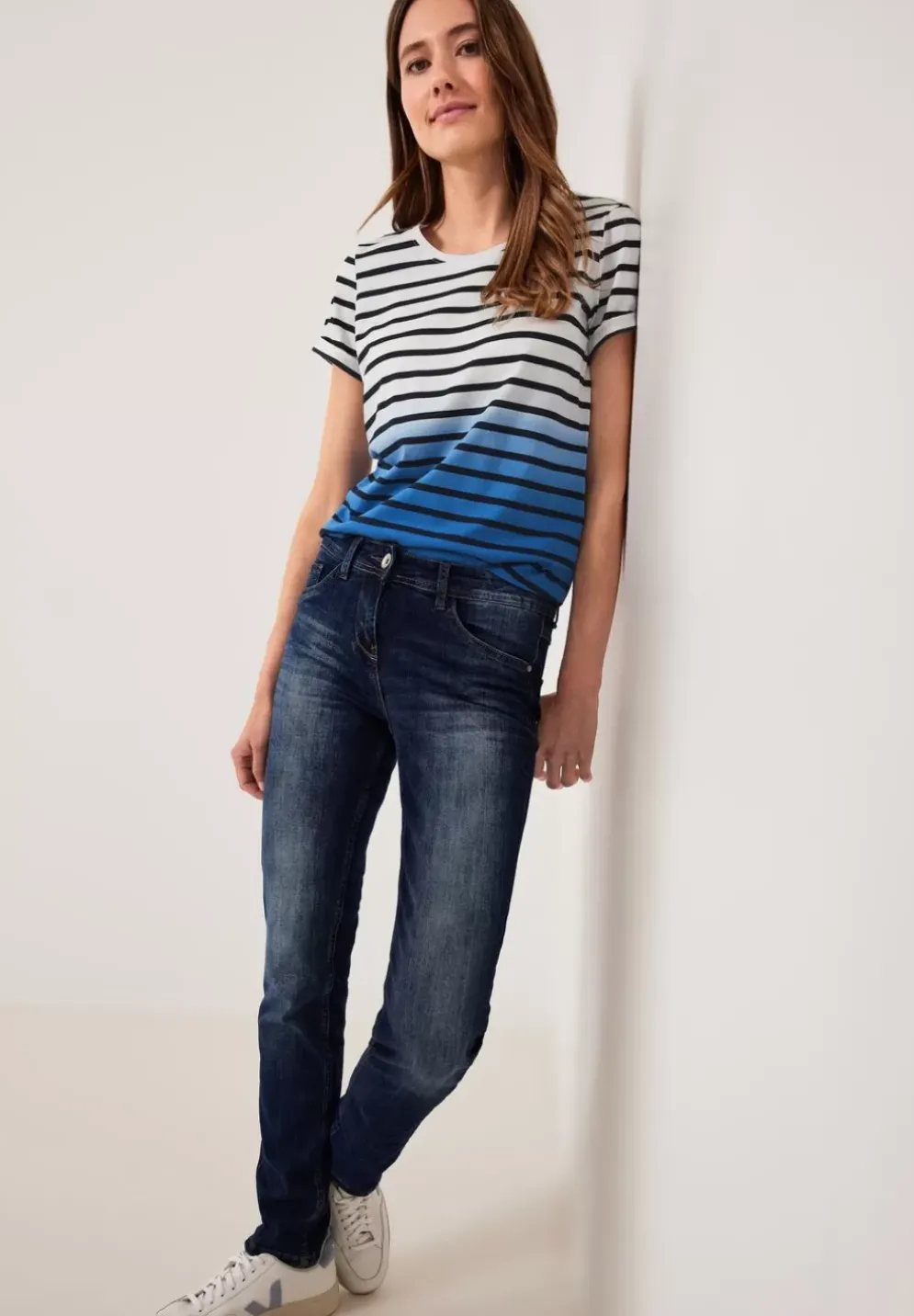 Streifenshirt In Dip-Dye