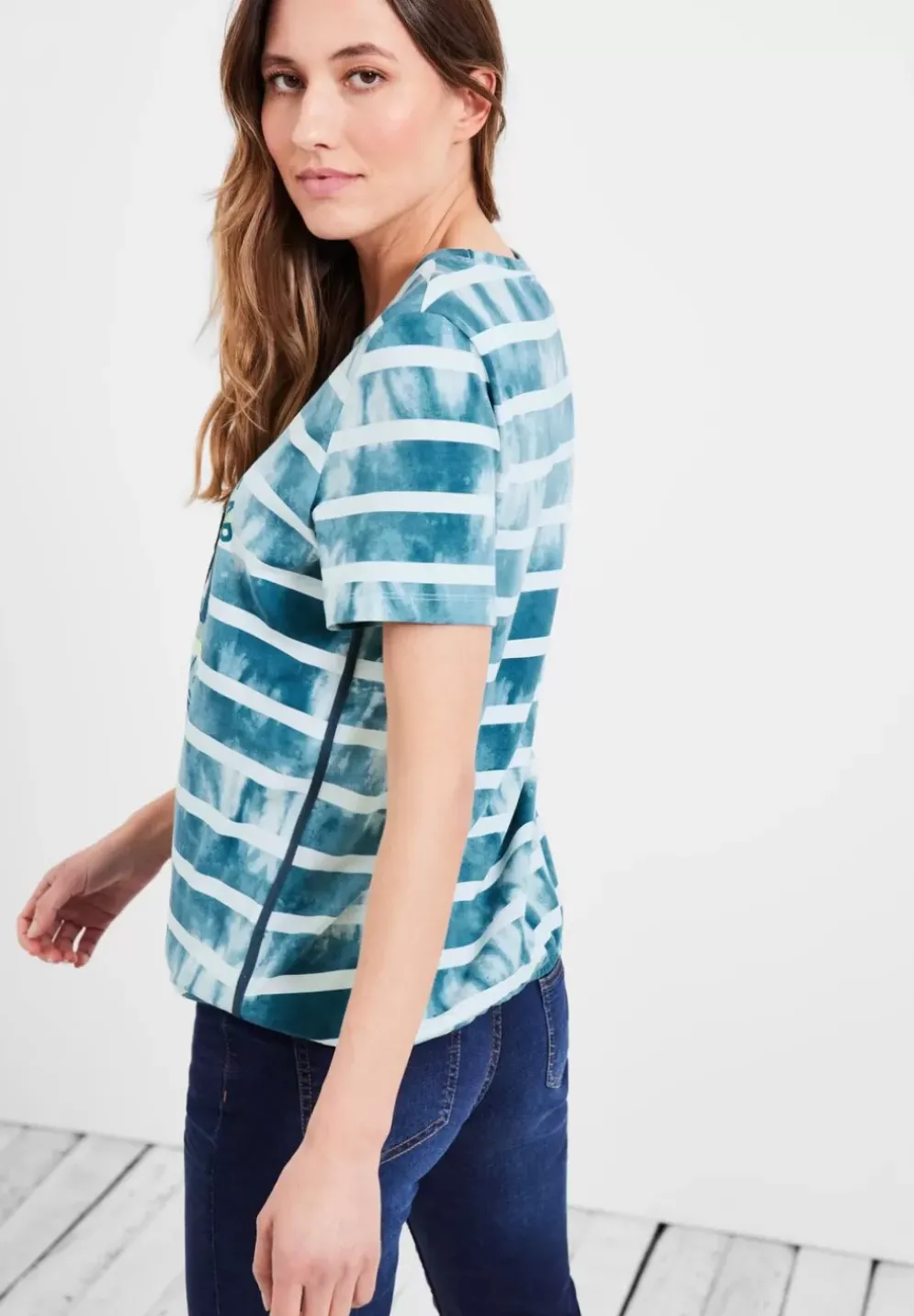 Streifenshirt Mit Frontprint