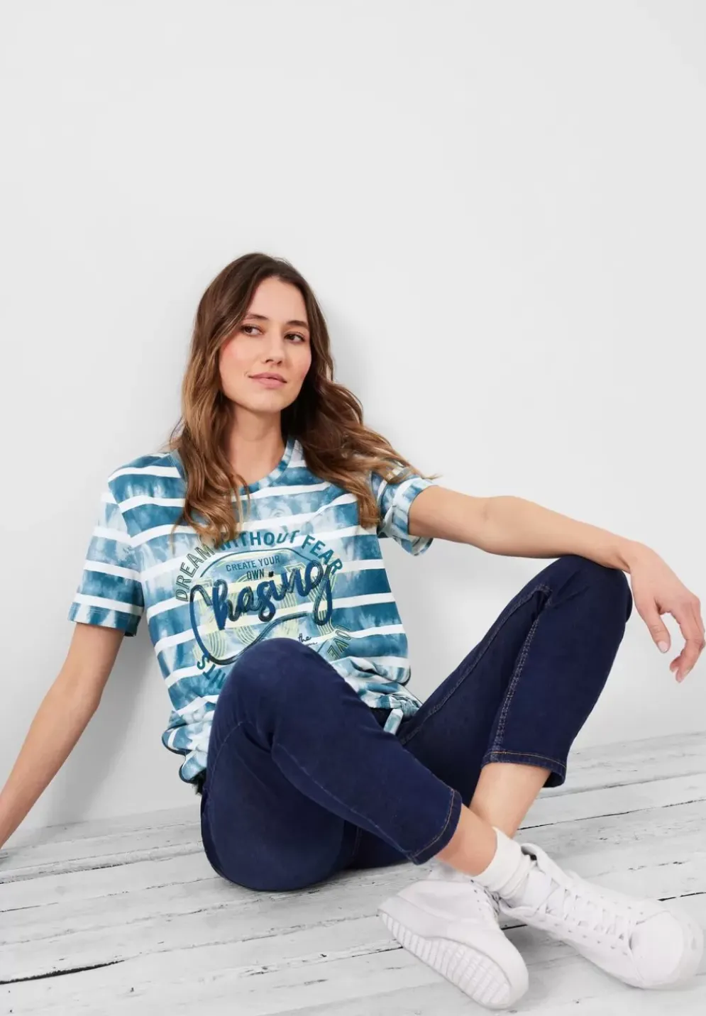 Streifenshirt Mit Frontprint