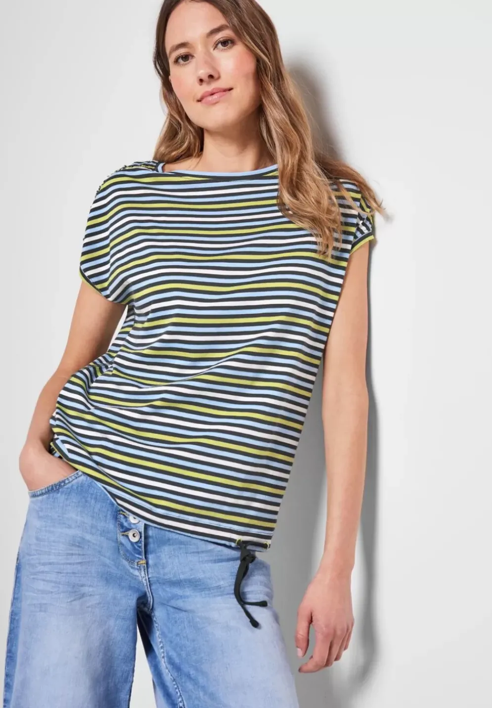 Streifenshirt Mit Raffungen
