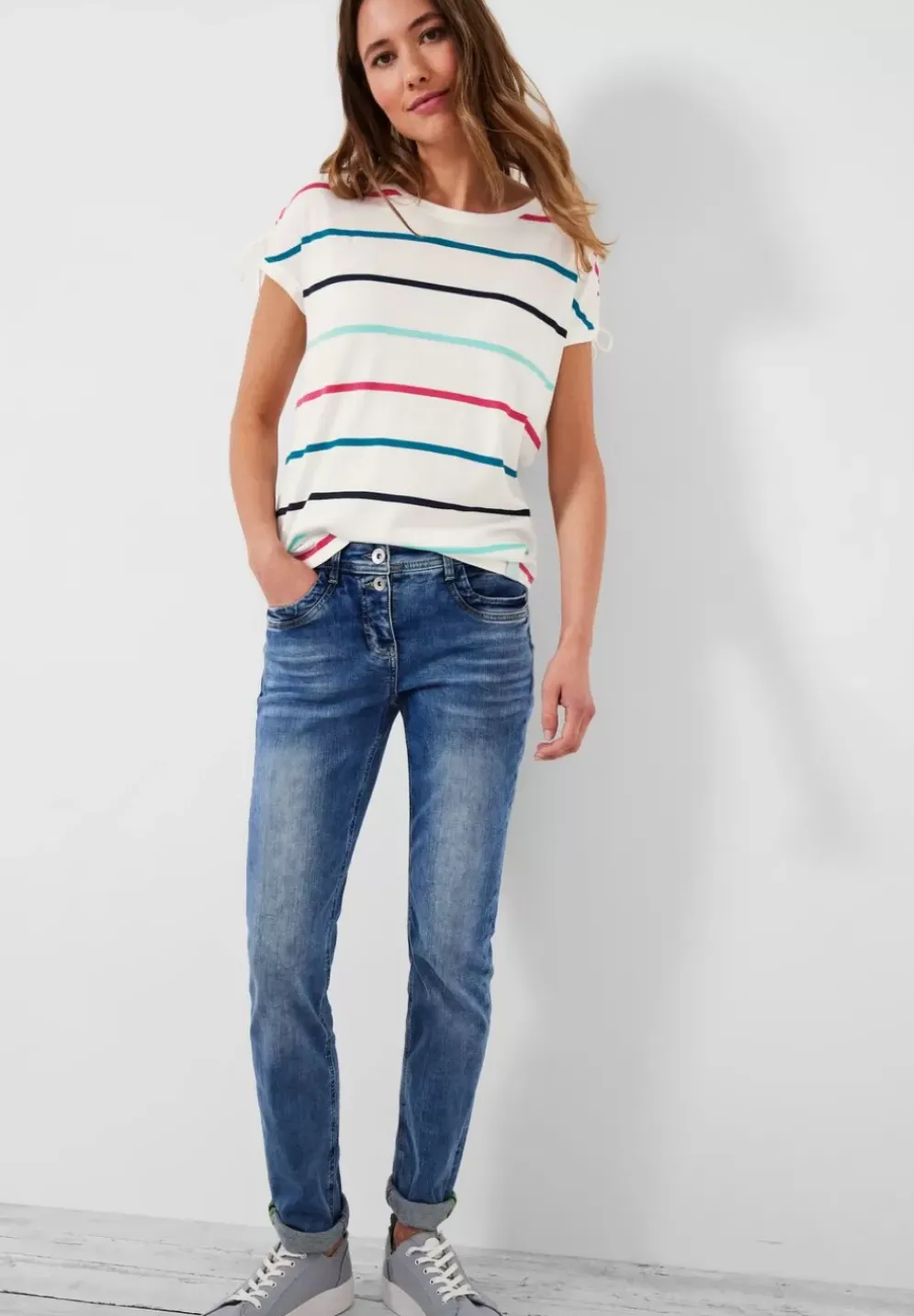 Streifenshirt Mit Rundhals