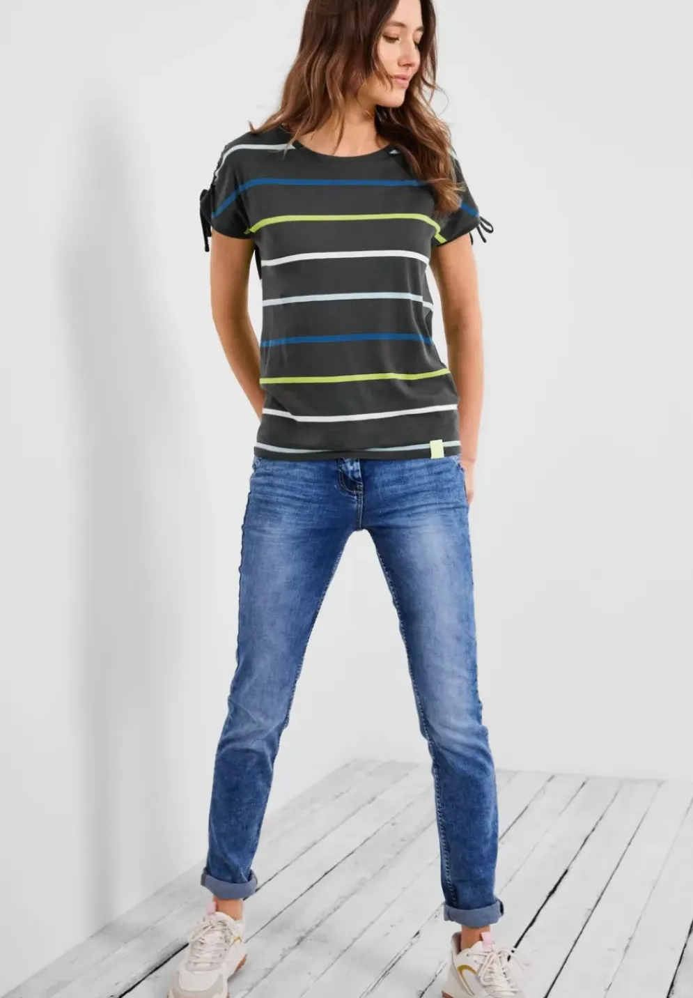 Streifenshirt Mit Rundhals