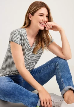 Streifenshirt Mit V-Neck