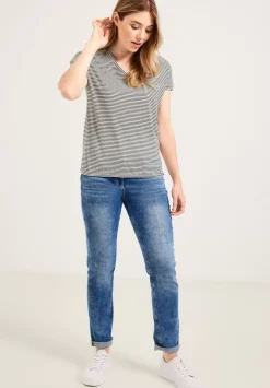 Streifenshirt Mit V-Neck