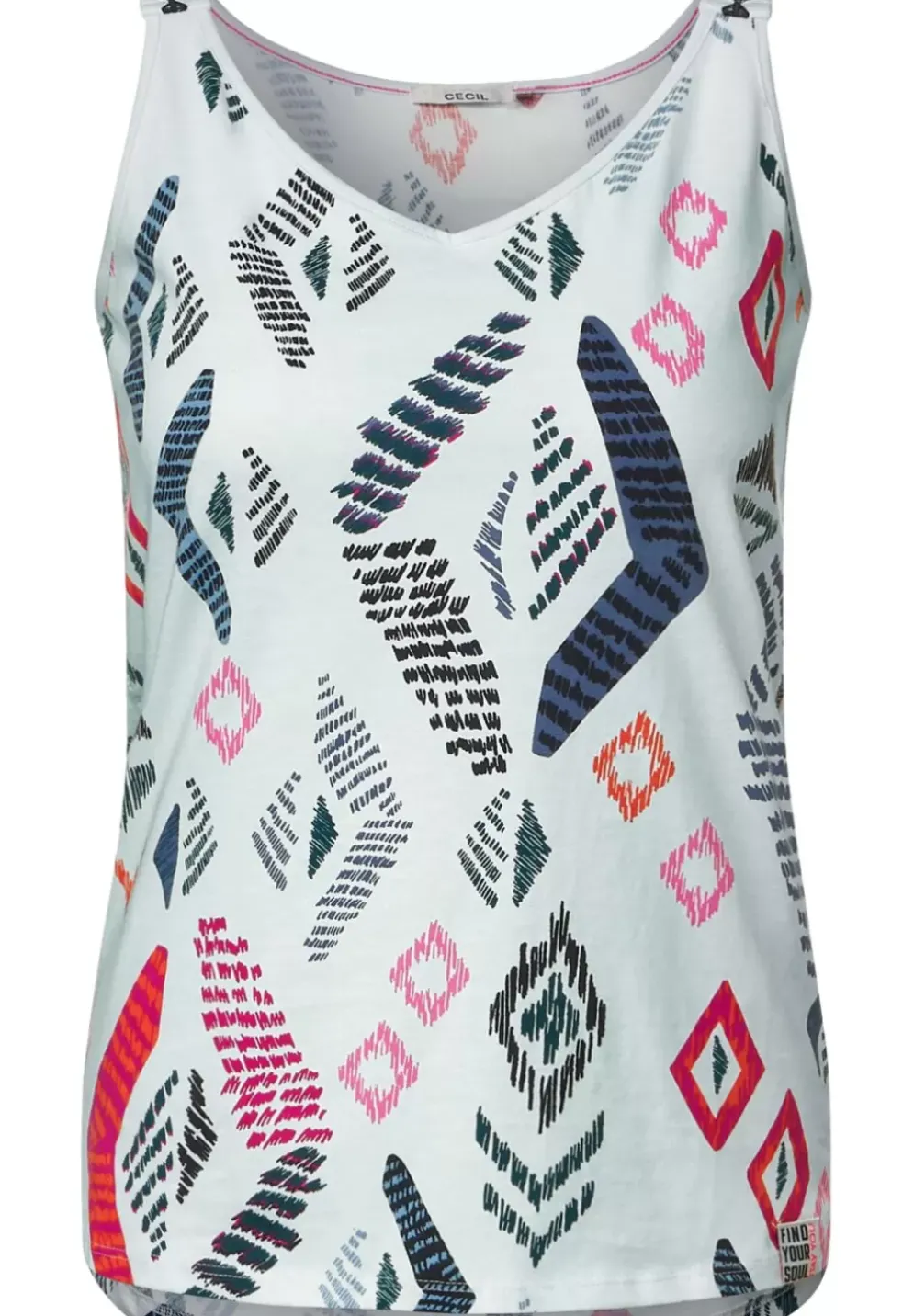 Top Mit Print Und Stickerei