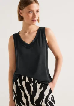 Top Mit Spitzen V-Neck