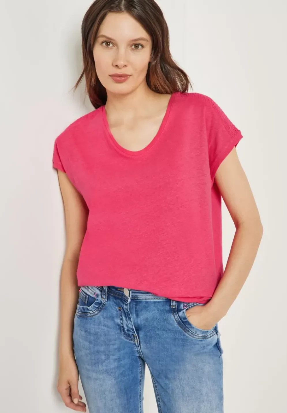 T-Shirt Im Leinenmix