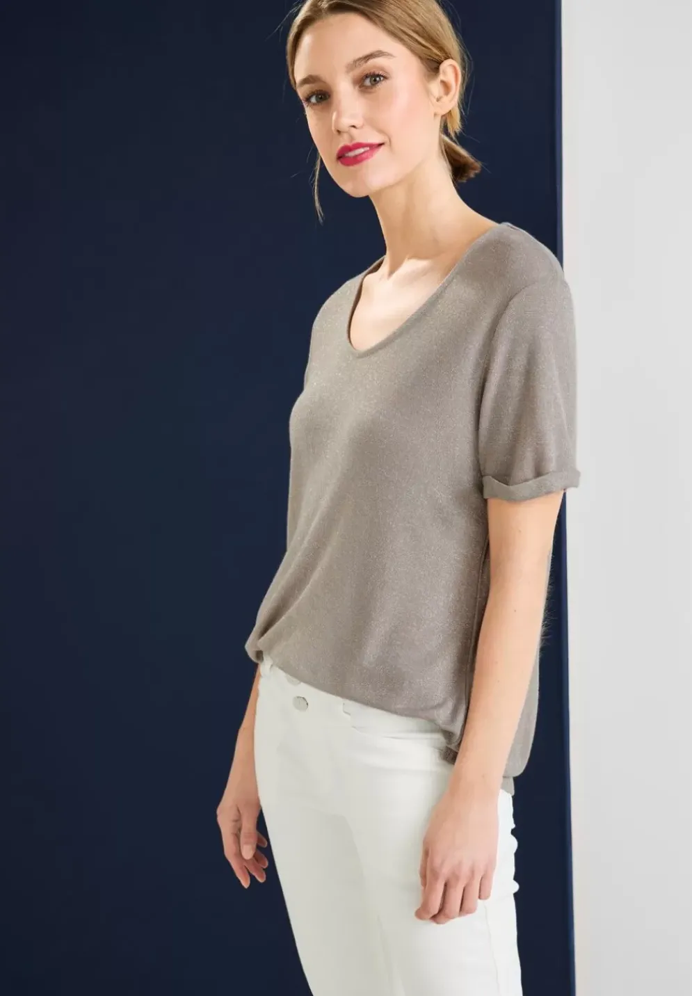 T-Shirt Im Schimmerlook