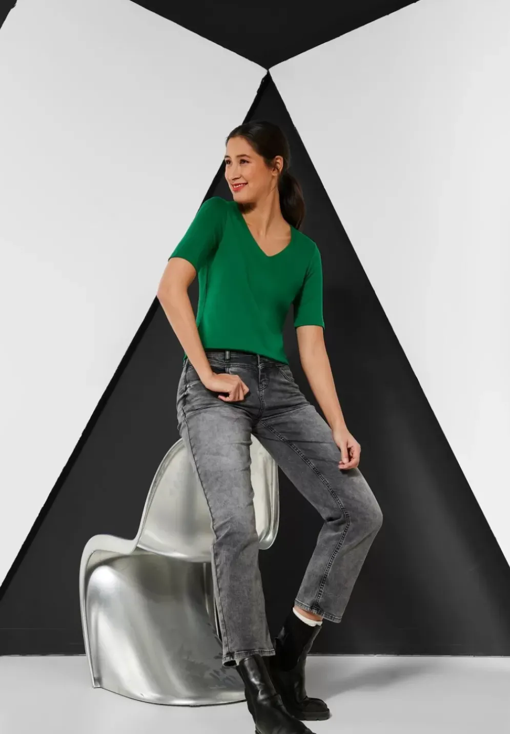 T-Shirt In Unifarbe