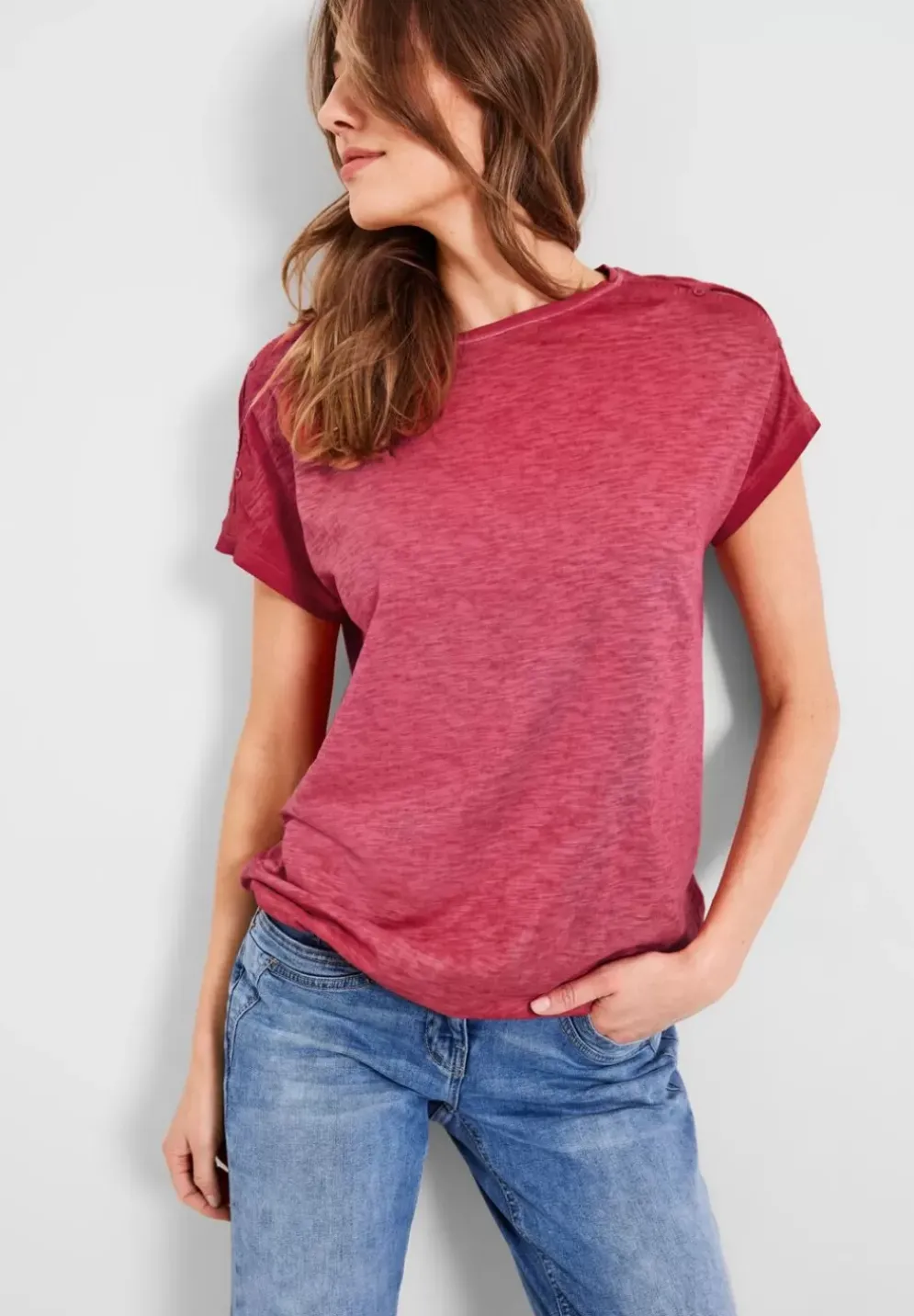 T-Shirt Mit Knopfdessin