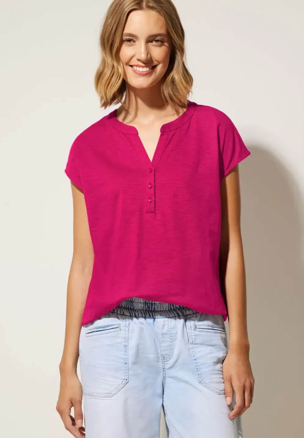 T-Shirt Mit Knopfleiste