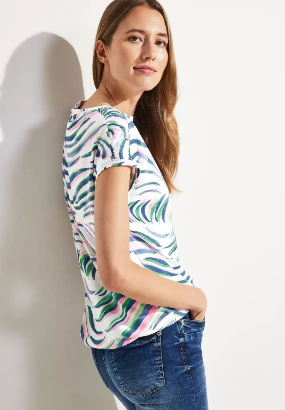 T-Shirt Mit Schulterraffung