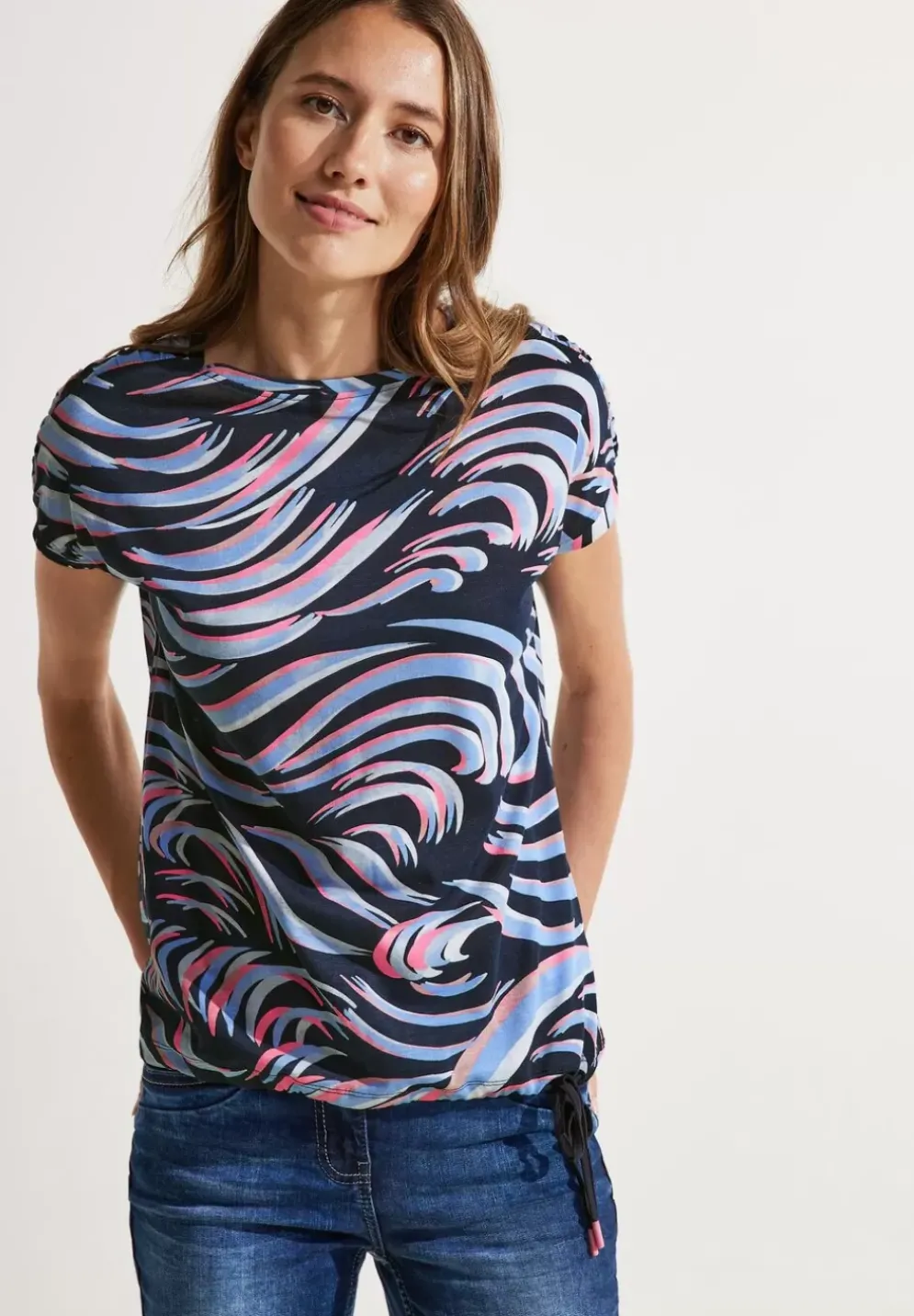 T-Shirt Mit Schulterraffung