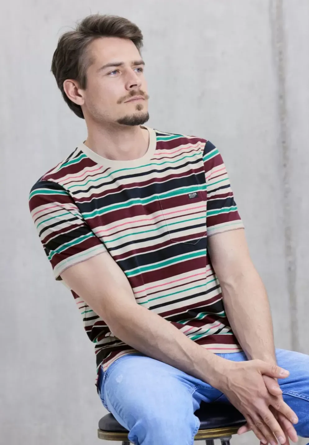 T-Shirt Mit Streifenmix