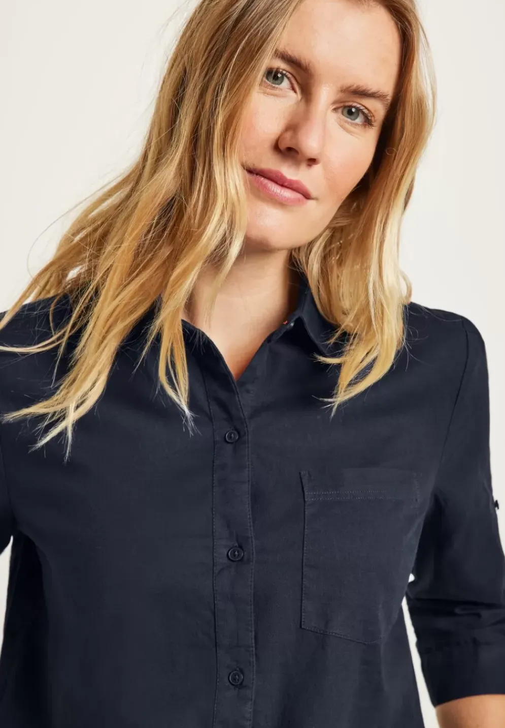 Unifarbene Leinenmix Bluse